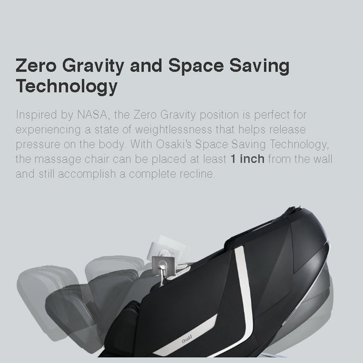 Osaki OP-Kairos 4D LT Massage Chair recline positions with space-saving track design