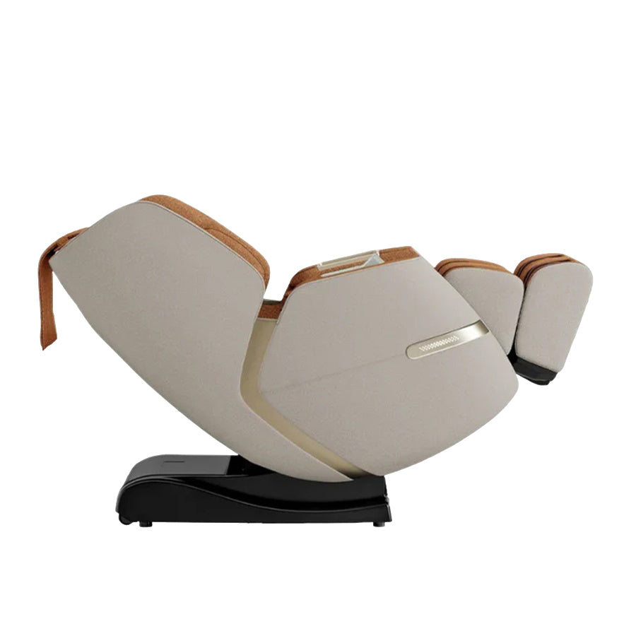 Positive Posture Solara Massage Chair in butterscotch fully reclined in zero gravity position for spinal relief