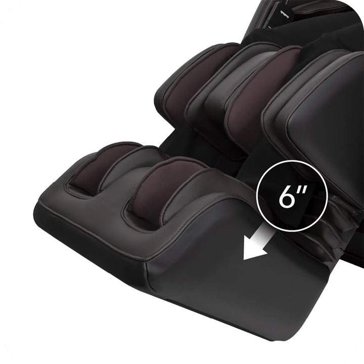 AmaMedic 3D Premium massage chair ottoman extended six inches from Wish Rock Relaxation.