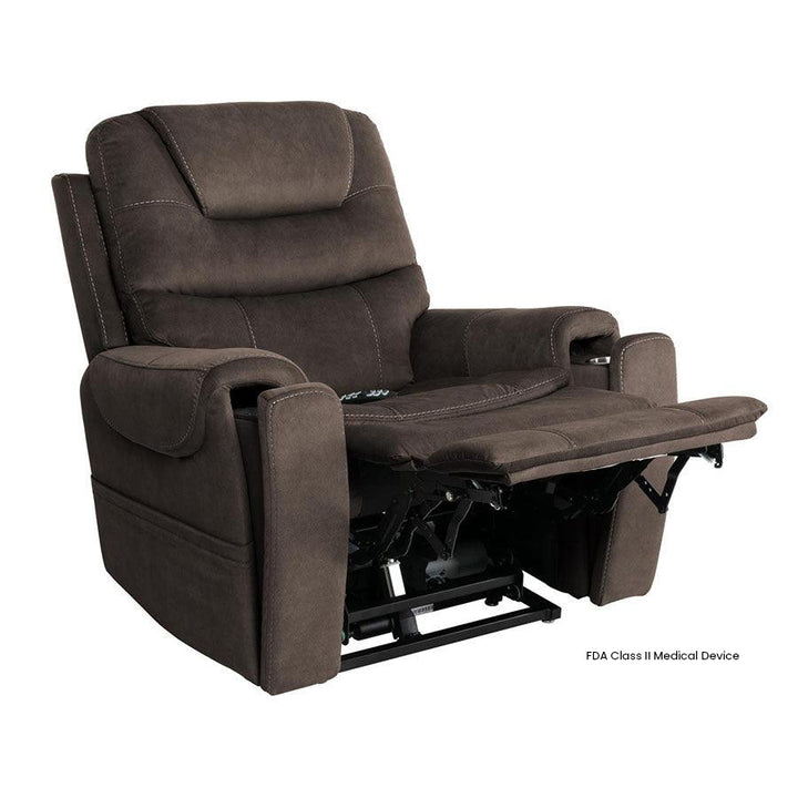 Mega Motion MM-3900 Arula Large Infinite Position Lift and Tilt Chair in Mink Color showcased in a semi-reclined position which is good for reading or even watching tv.