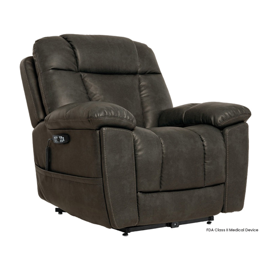 Mega Motion MM-8945 iNFI IMMERSE Lift Chair in smoke with thick cushioning and remote pocket