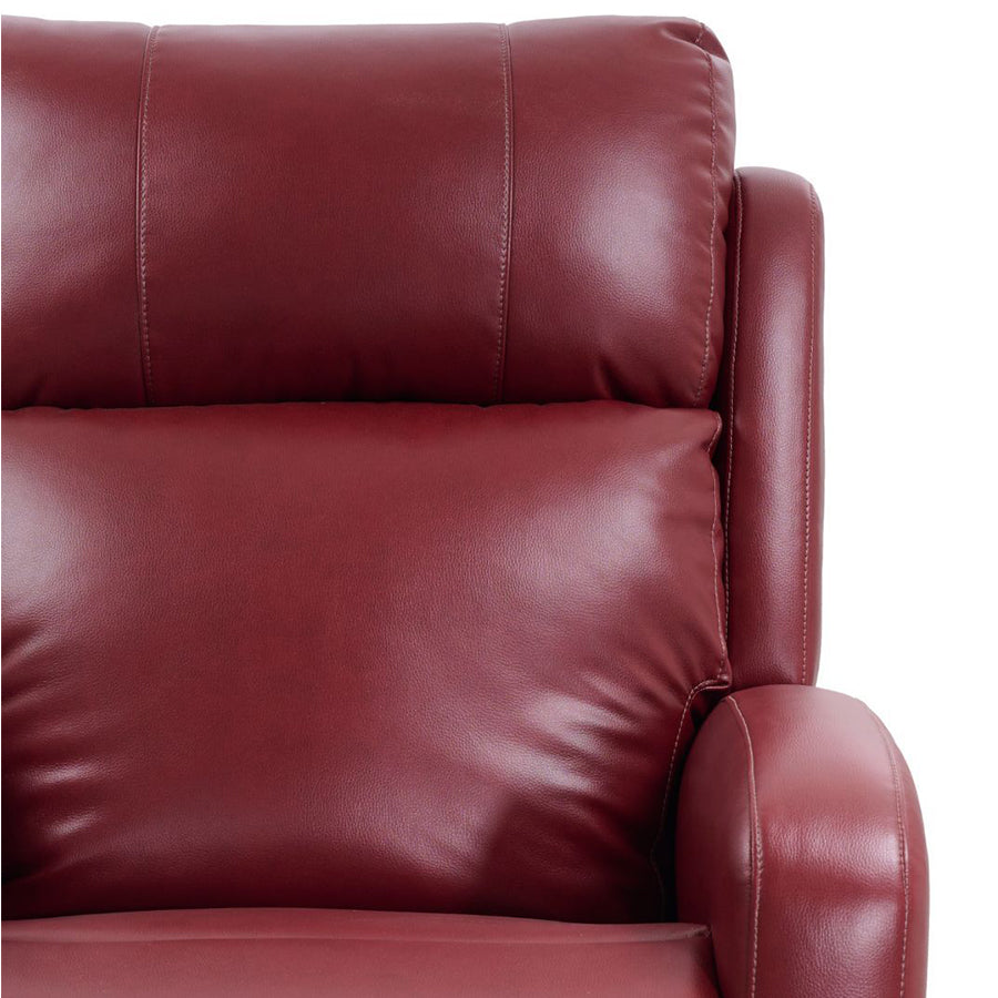 Ultracomfort UC793 Liftchair in red showing close-up of plush backrest and armrest upholstery.
