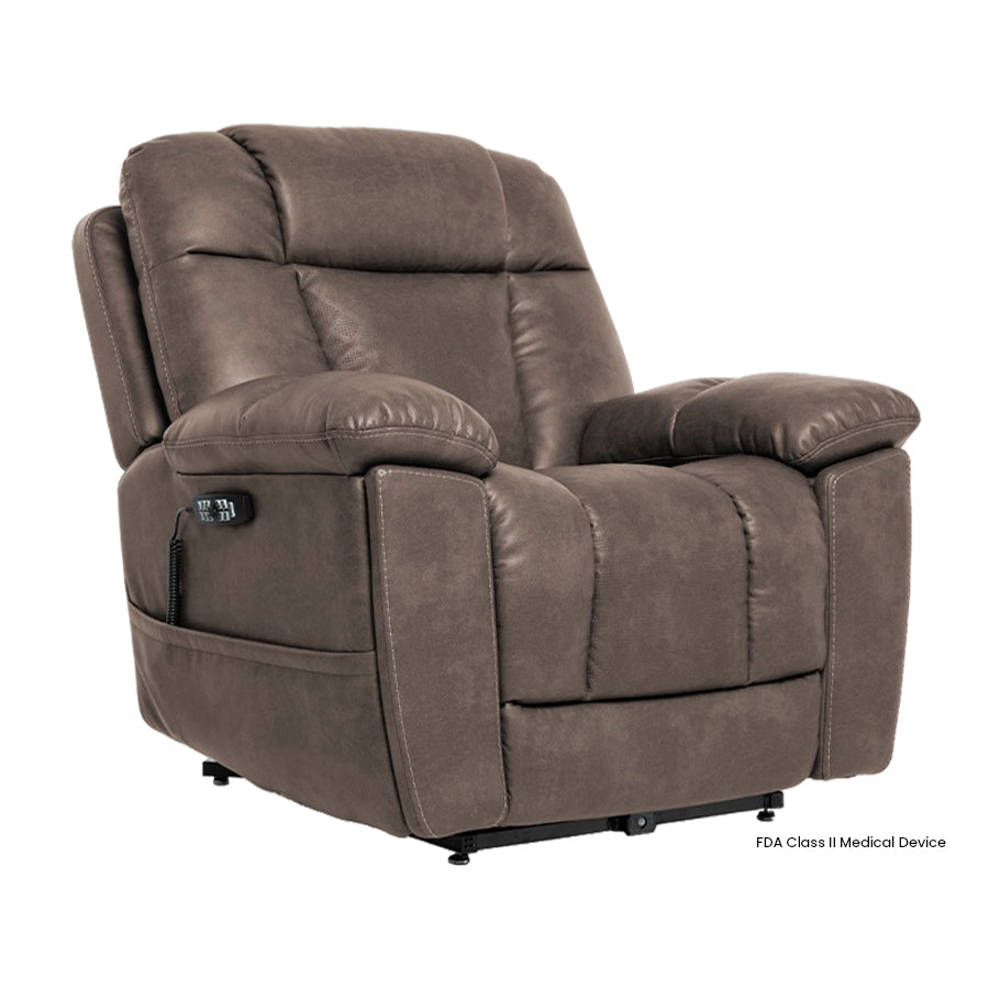 Mega Motion MM-8945 iNFI IMMERSE Lift Chair in cappucinno with thick cushioning and remote pocket