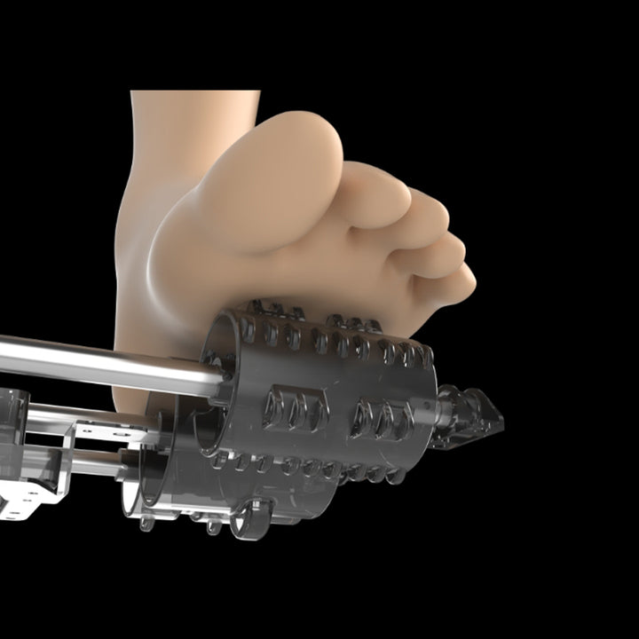 Cyber Relax Elite - 4D Flex Frame SL Track Massage Chair close-up of textured foot rollers under user’s sole