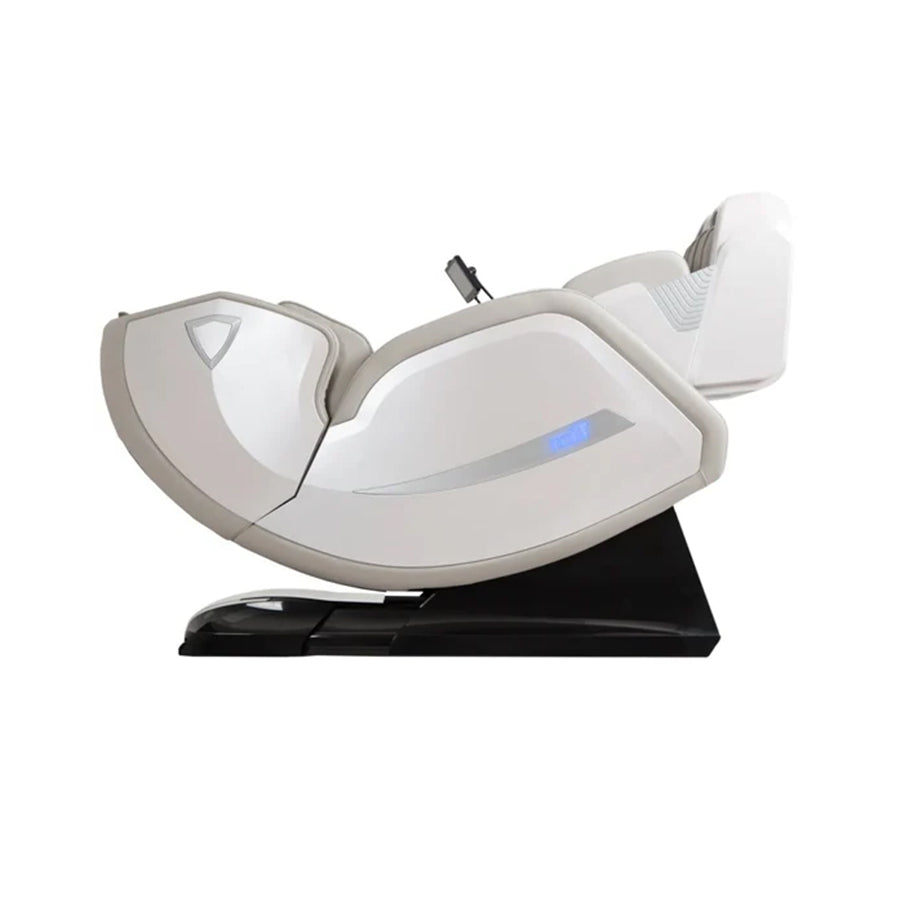 Titan 4D Advent Massage Chair in ivory fully reclined to zero gravity position