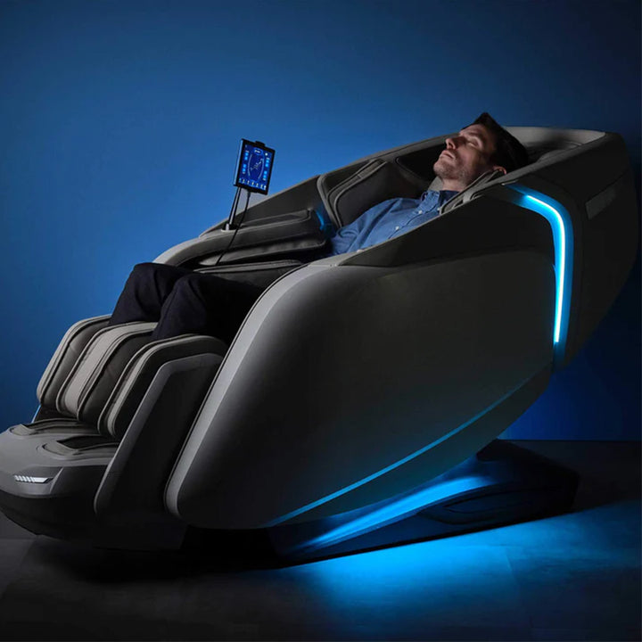 Cyber Relax Elite - 4D Flex Frame SL Track Massage Chair in Slate from Wish Rock Relaxation with blue chromotherapy