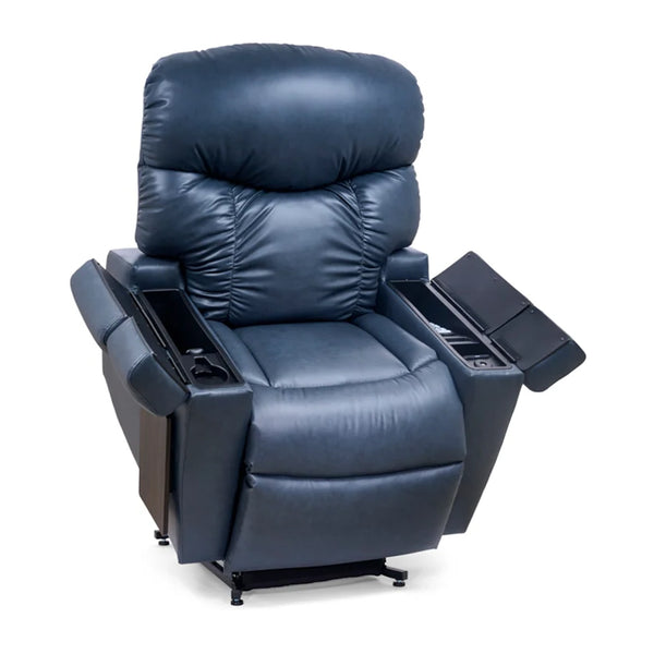 UltraComfort™ UC576 Alora Medium 5-Zone Power Lift Chair w/ Nirvana Heat-Massage in lagoon with open arm storage compartments and built-in drink holder from Wish Rock Relaxation.
