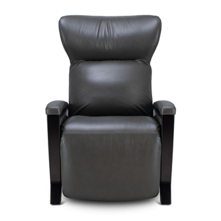 Svago Motion Mastery Lounge Chair (SV700) X1-700 in gray leather with dark arms shown from the front.