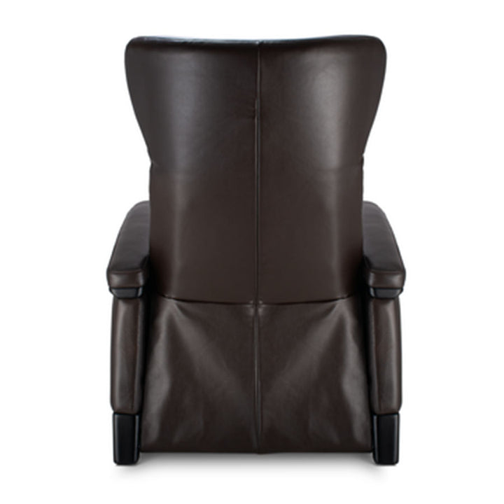 Svago Motion Mastery Lounge Chair (SV700) X2-701 in espresso brown leather with black legs shown from the back.