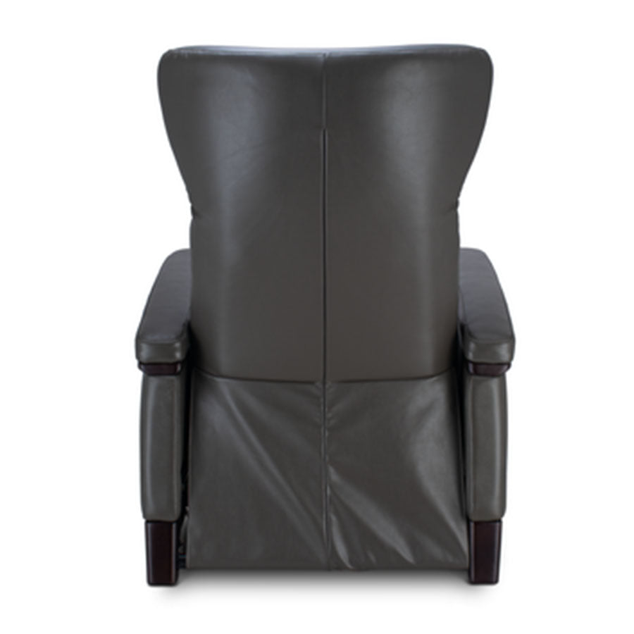 Svago Motion Mastery Lounge Chair (SV700) X2-701 in gray leather with dark trim shown from the back.