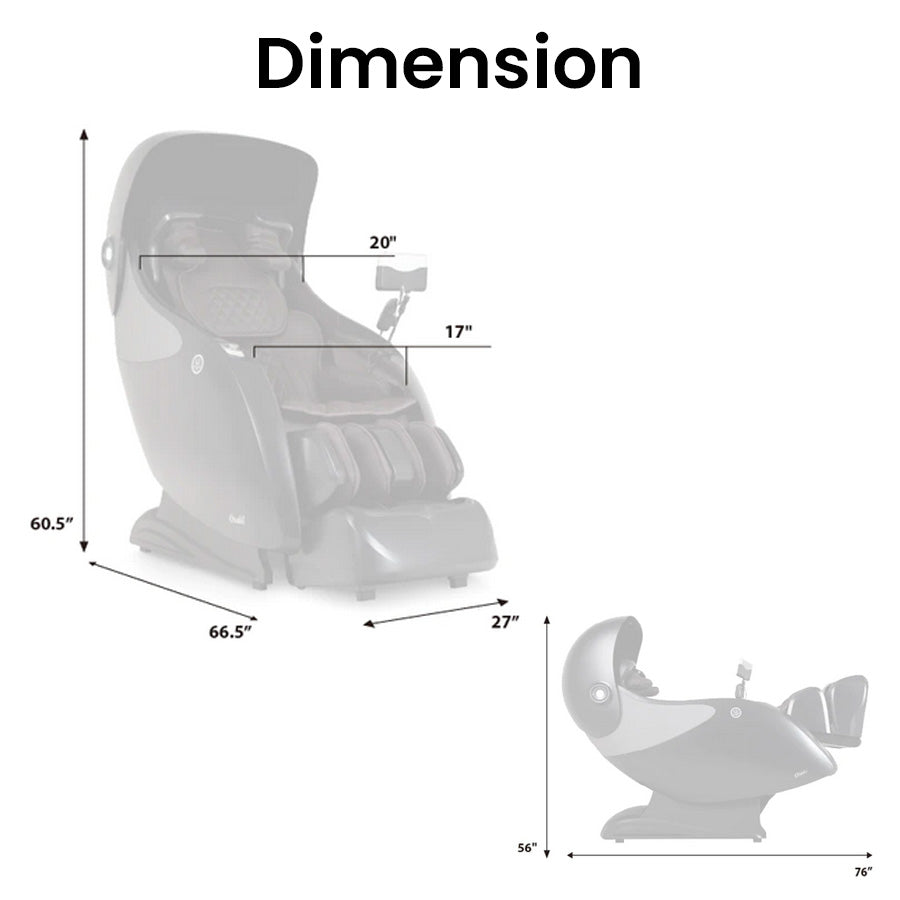 Osaki Platinum Ai Xrest 4D Massage Chair - Dimension