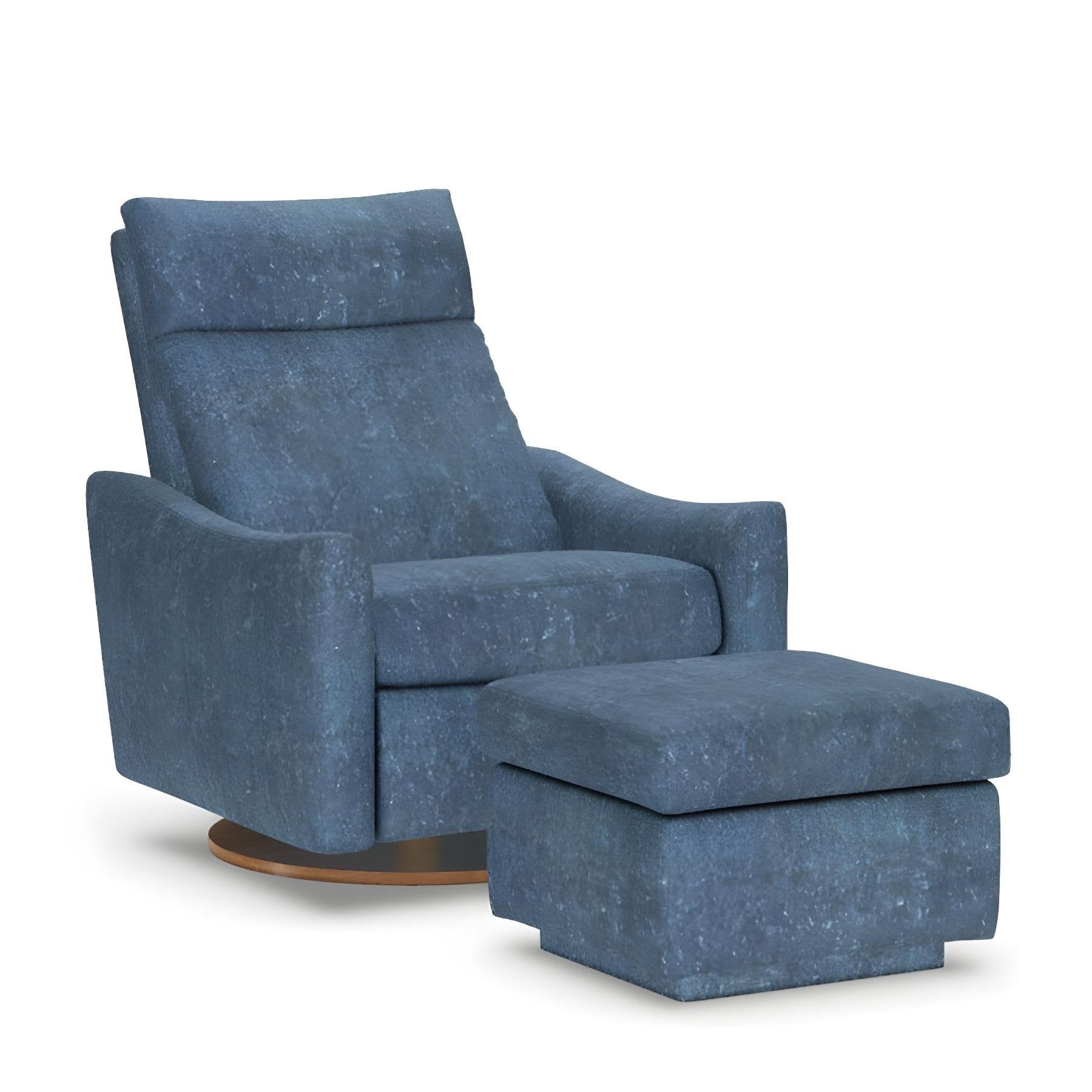 American Leather Rainier Comfort Air Zero Gravity Recliner with Ottoman in Fabric Tier V Toray Ultrasuede Malibu