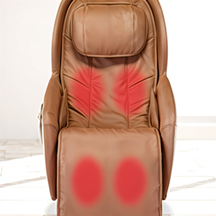 Synca Wellness CirC Compact Massage Chair in brown with heat zones on back and seat