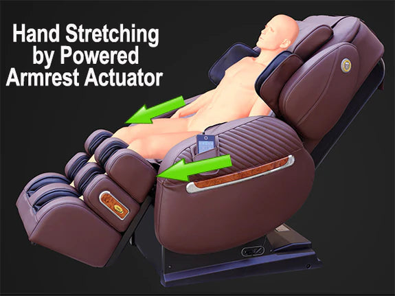 Luraco i9  Max Plus Massage Chair with hand stretching by powered armrest actuator