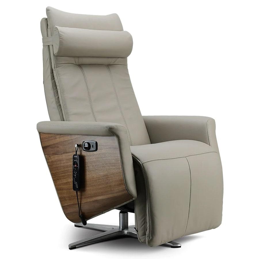 Svago Swivel Zero Gravity Recliner - Taupe/Walnut