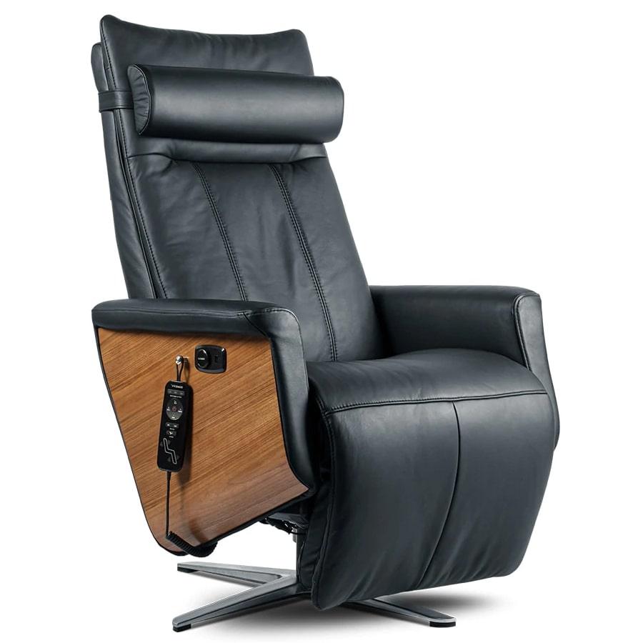 Svago Swivel Zero Gravity Recliner - Black/Walnut