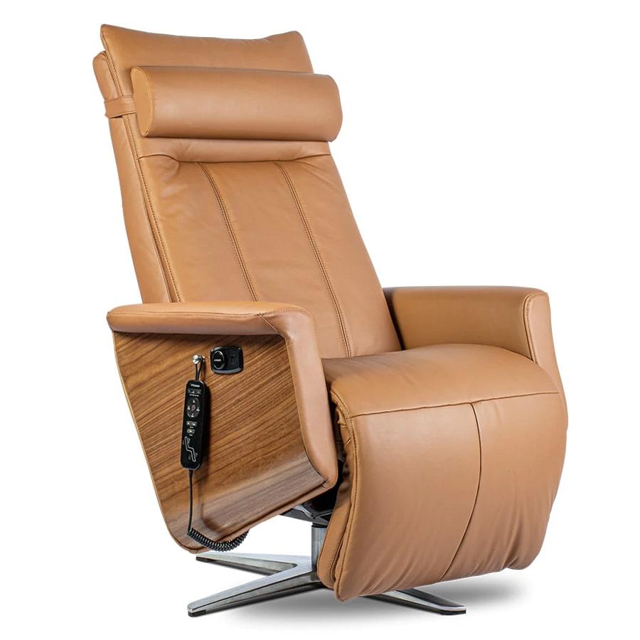 Svago Swivel Zero Gravity Recliner - Toffee/Walnut